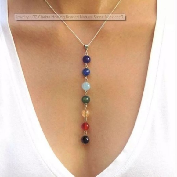 7 Chackra Healing Beaded Stone Necklace - Picture 2 of 8